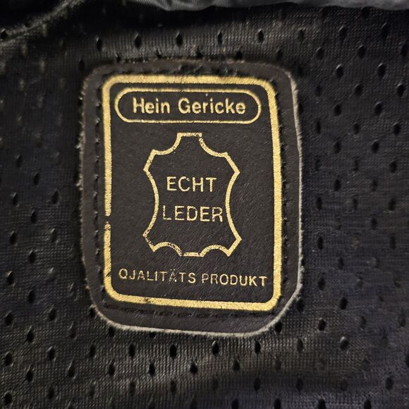 HEIN GERICKE Vtg Black Leather Jacket Mens S M 44 Motorcycle Biker Eagle Wolf - Picture 3 of 13
